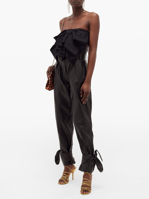 The Attico Bow-front Cropped Top Black - 70% Off Sale