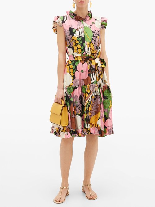 La DoubleJ Short & Sassy Floral-print Silk Dress Multi