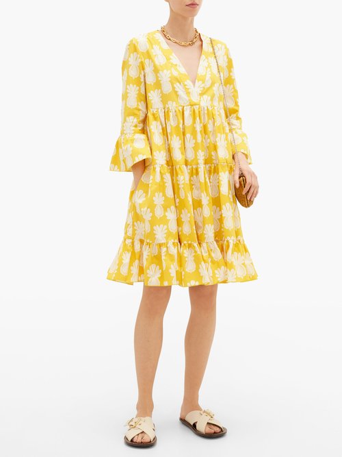 La DoubleJ Jennifer Jane Big Pineapple-print Dress Yellow Print