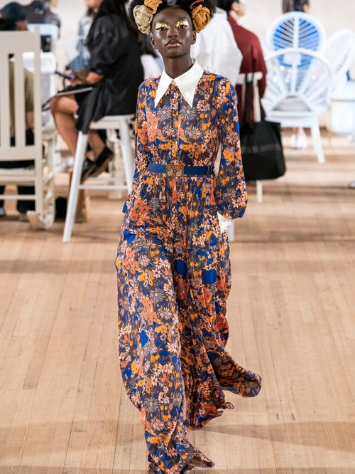Marc Jacobs Runway Belted Floral-print Jumpsuit Brown