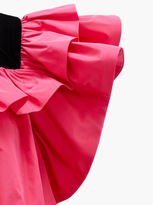 Marc Jacobs Runway Velvet-trimmed Ruffles Taffeta Mini Dress Pink - 60% Off Sale