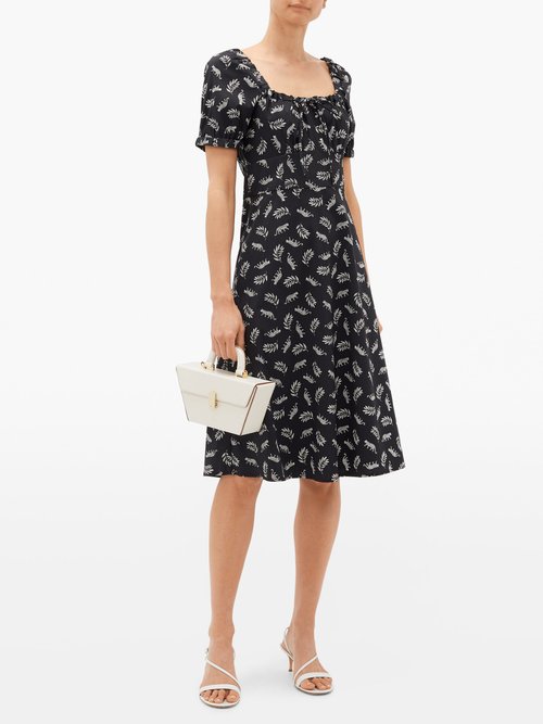 HVN Holland Leopard-print Cotton-blend Dress Black Print - 50% Off Sale