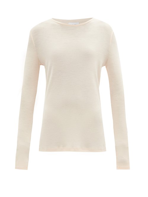 Raey - Long-sleeved Organic-wool T-shirt Pale Pink