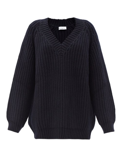 Raey - Oversized V-neck Chunky Wool-blend Sweater Navy