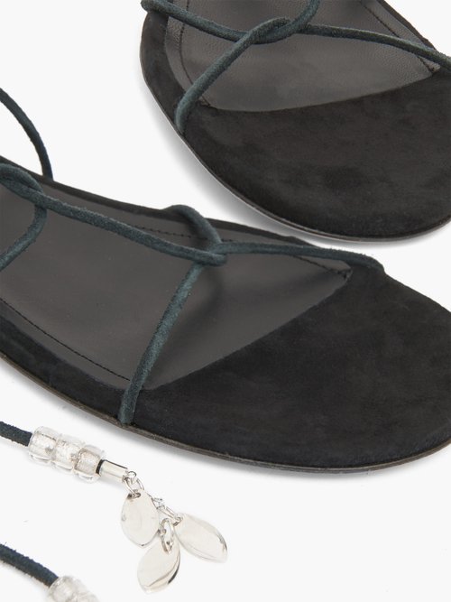 Isabel Marant Jindia Bead-embellished Rope And Suede Sandals Black - 40% Off Sale
