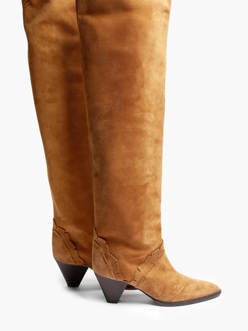 Isabel Marant Luiz Cone-heel Suede Over-the-knee Boots Tan - 50% Off Sale