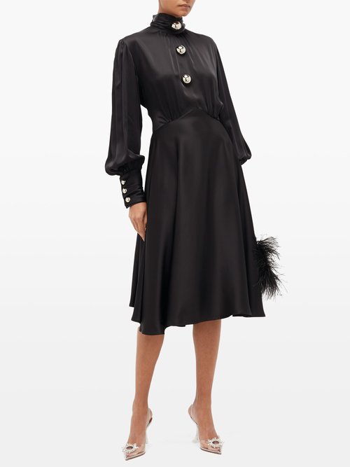 Buy Christopher Kane Dome-embellished Satin Dress Black online - shop best Christopher Kane clothing sales