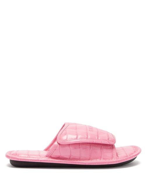 Balenciaga - Crocodile-effect Leather Slides - Womens - Pink