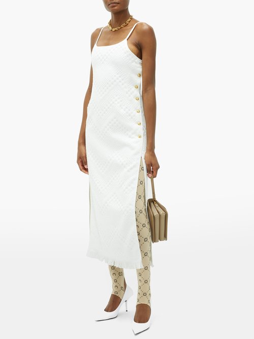 Marine Serre Chain-embellished Upcycled-cotton Dress White - 60% Off Sale