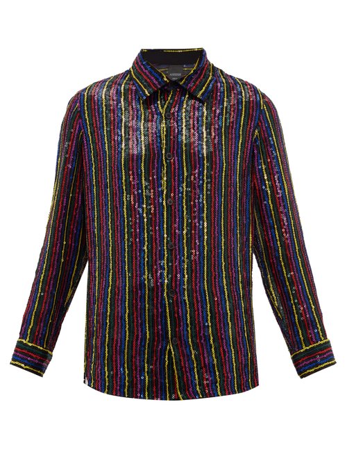 Buy Ashish - Sequin-embellished Chiffon Shirt Black Multi online - shop best Ashish 