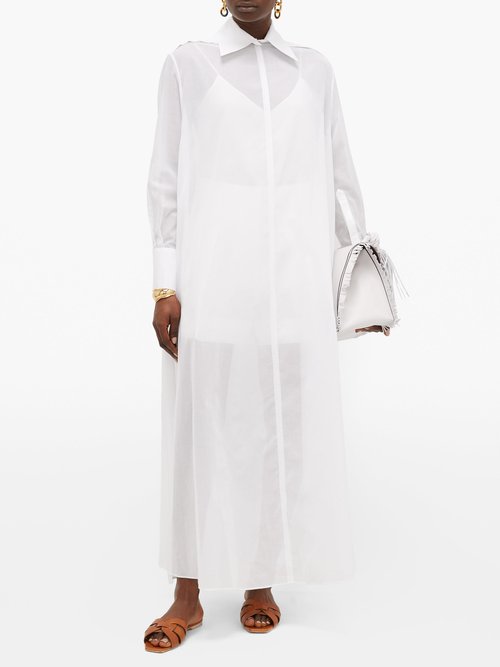 Valentino Side-split Cotton-voile Shirt Dress White