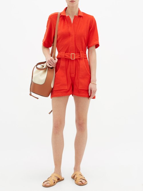 Giuliva Heritage Collection The Sienna Cotton-terry Playsuit Red