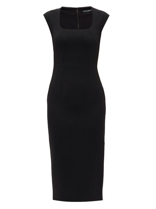 Dolce & Gabbana – Square-neck Crepe Sheath Dress Black