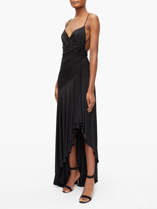 Alexandre Vauthier Draped Low-back Asymmetric Jersey Dress Black - 60% Off Sale