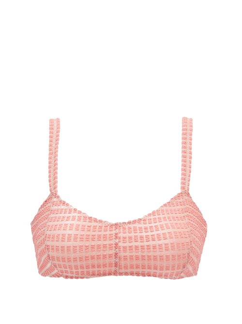 Lisa Marie Fernandez – Genevieve Seersucker Bikini Pink Beachwear