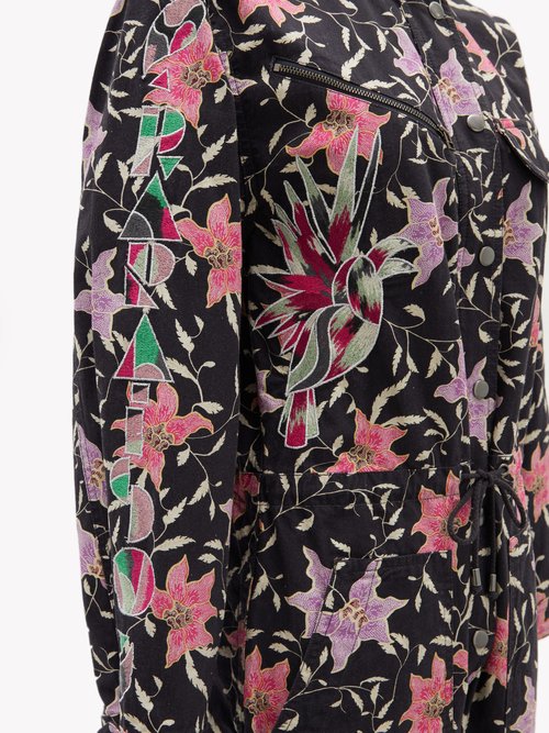 Isabel Marant Gigi Embroidered Floral-print Cotton Jumpsuit Black Multi