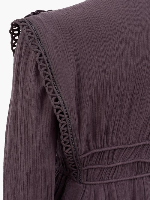 Isabel Marant Yaxo V-neck Cotton-voile Mini Dress Black - 40% Off Sale