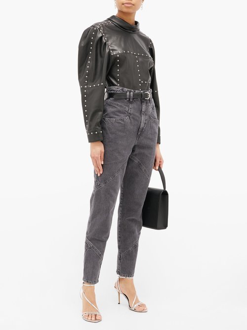 Isabel Marant Veneza Studded Leather Top Black - 60% Off Sale