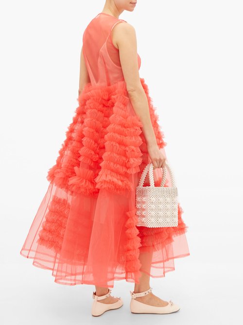 Molly Goddard Whitney Frilled Godet-trimmed Tulle Dress Pink
