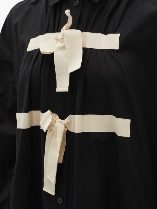 Molly Goddard Amber Tie-front Cotton Midi Shirt Dress Black – 70% Off Sale