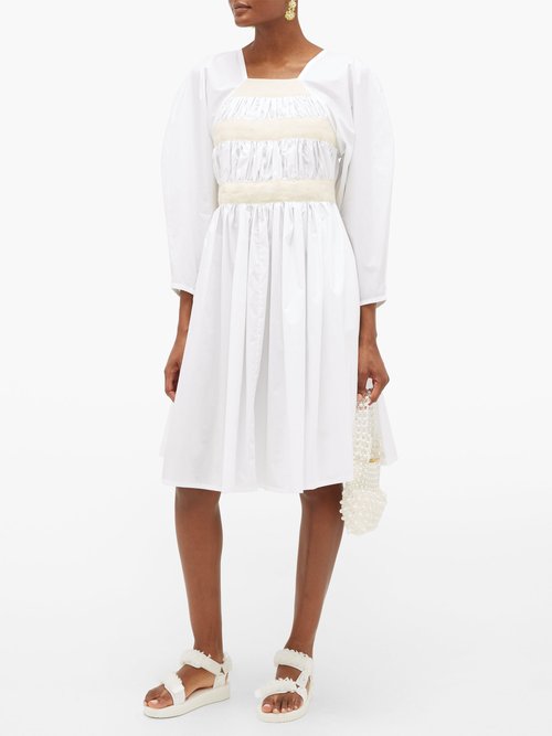 Molly Goddard Shickle Canvas-strap Cotton-paper Dress White - 70% Off Sale