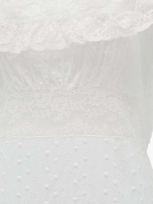 Loretta Caponi Margherita Ruffled Cotton Broderie-anglaise Dress White