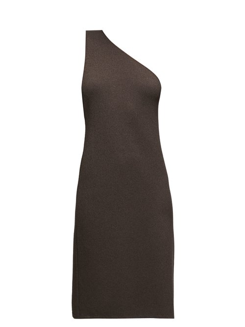 Bottega Veneta - One-shoulder Knitted Dress Dark Brown