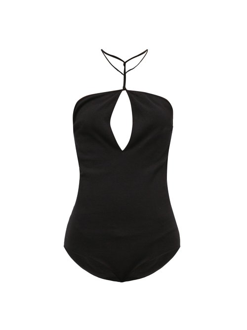 Bottega Veneta - Halterneck Cut-out Cashmere-blend Bodysuit Black