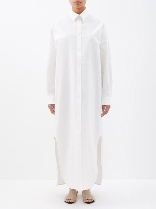 Raey - Long-line Cotton And Silk-blend Shirtdress White