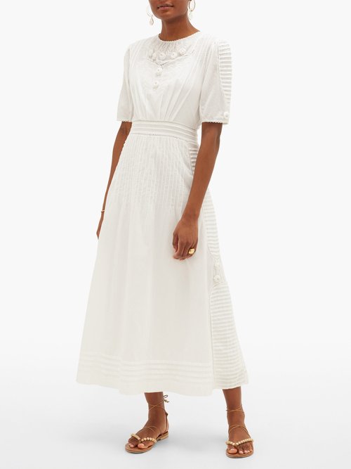 Mimi Prober Ada Embroidered Cotton-voile Dress White