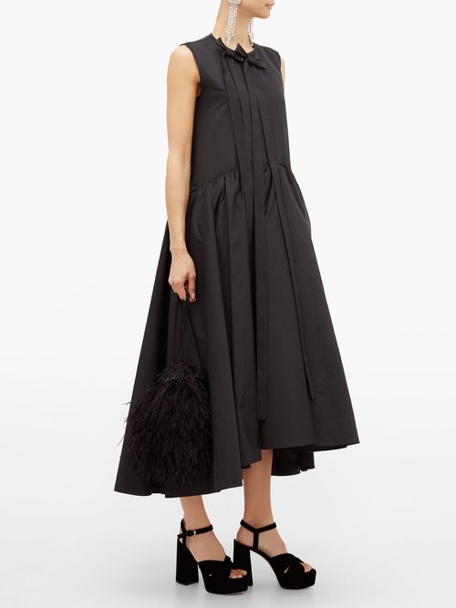 Buy Rochas Bow-embellished Faille Midi Dress Black online - shop best Rochas clothing sales