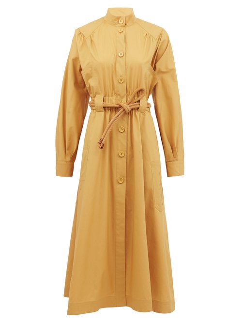 Fendi - Gathered Cotton-poplin Shirt Dress Beige