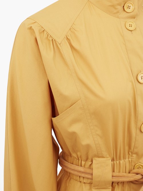 Buy Fendi Gathered Cotton-poplin Shirt Dress Beige online - shop best Fendi clothing sales