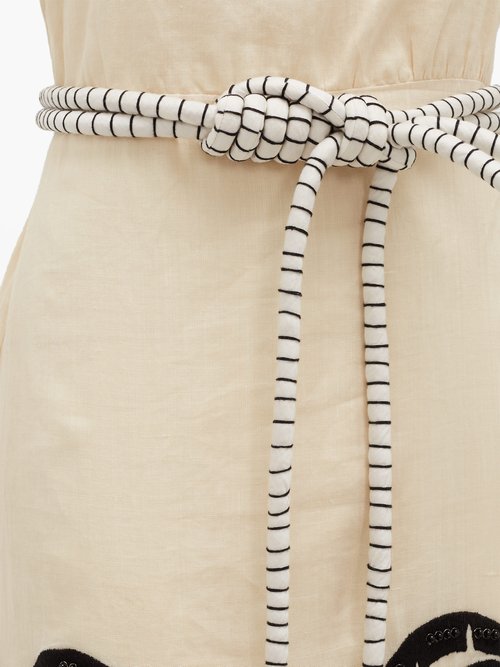 Johanna Ortiz Salonnière Palm Tree-embroidered Linen Maxi Dress Cream Multi - 60% Off Sale