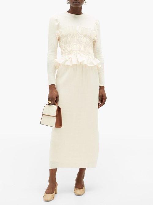 Buy Johanna Ortiz Enlightened Moments Knitted Cotton Dress Ivory online - shop best Johanna Ortiz clothing sales