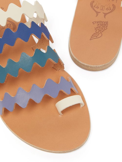 Ancient Greek Sandals X Le Sirenuse Positano Niki Leather Sandals Blue Multi