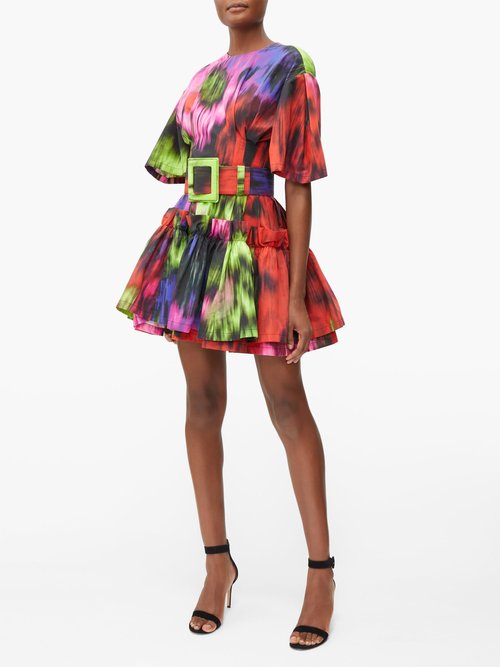 Buy Carolina Herrera Superbloom-print Cotton-poplin Mini Dress Pink Multi online - shop best Carolina Herrera clothing sales