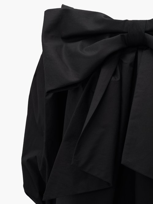 Françoise Bow-front Off-the-shoulder Cotton Dress Black - 40% Off Sale