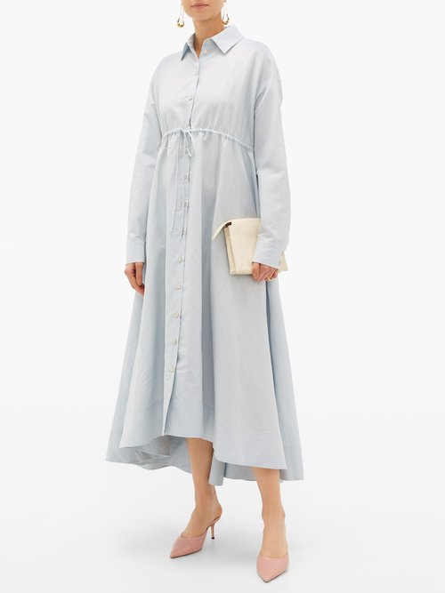 Brock Collection Dip-hem Cotton-blend Shirt Dress Light Blue - 30% Off Sale