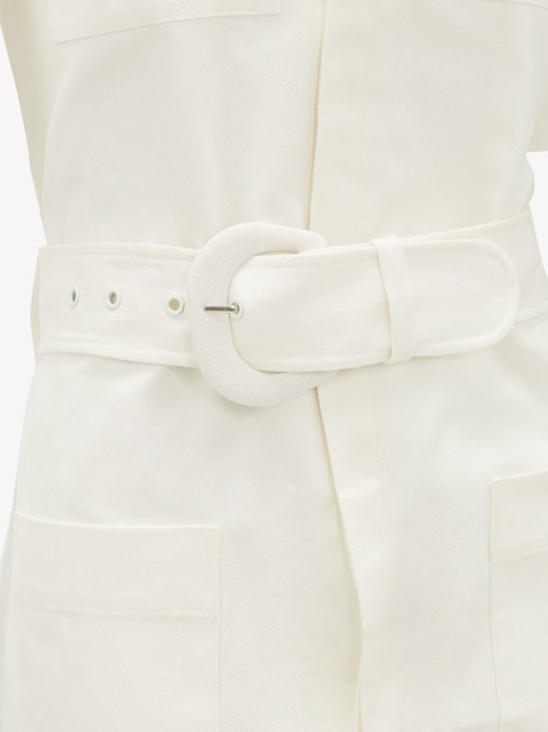 Sir Sabine Belted Cotton Mini Shirt Dress Ivory