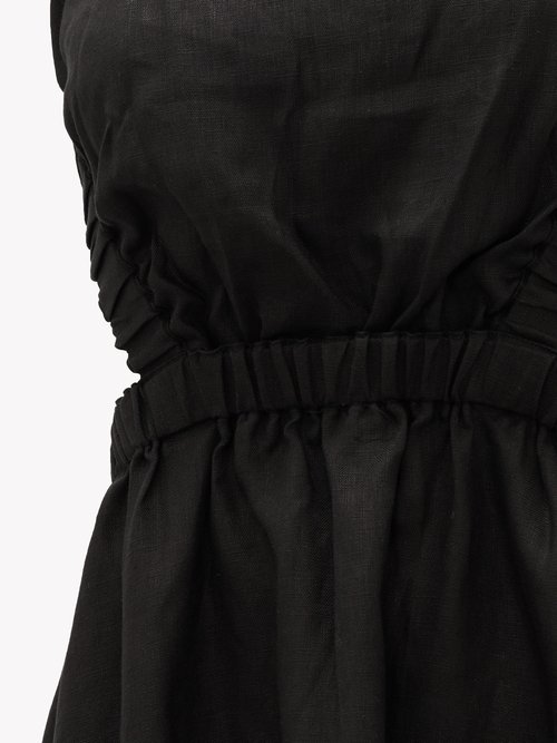 Sir Alena Open-back Linen Midi Dress Black