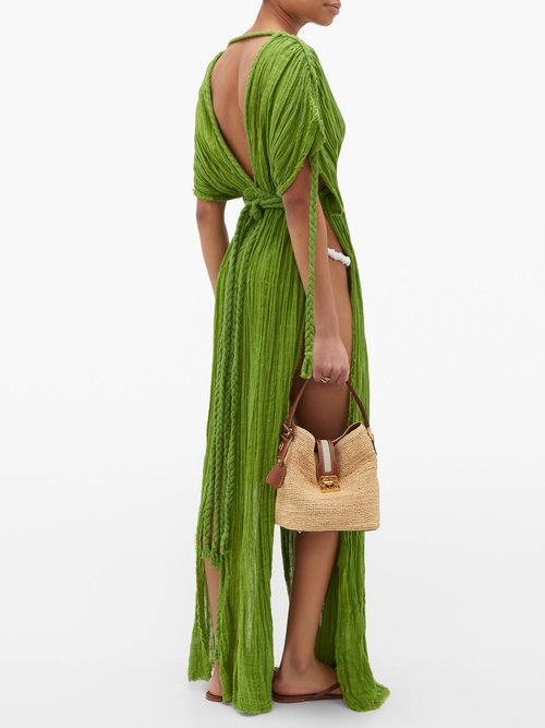 Kasia Kulenty Aura High-slit Cotton-gauze Maxi Dress Green