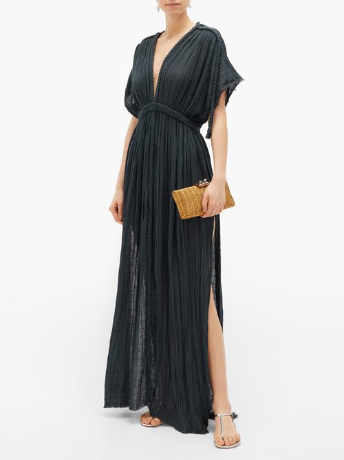 Kasia Kulenty Athena Cotton-gauze Maxi Dress Black