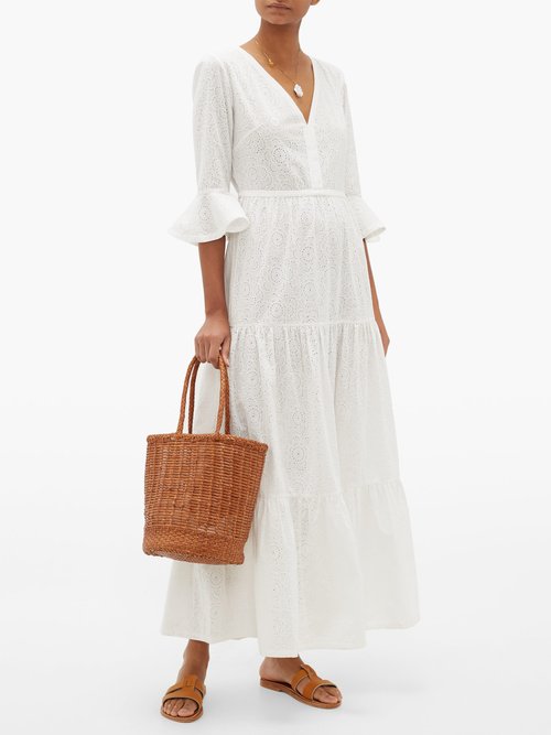 Buy Le Sirenuse, Positano Bella Taxi Broderie-anglaise Cotton Dress White online - shop best Le Sirenuse, Positano clothing sales