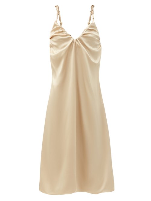Dodo Bar Or - Libi Ruched Silk Dress Beige