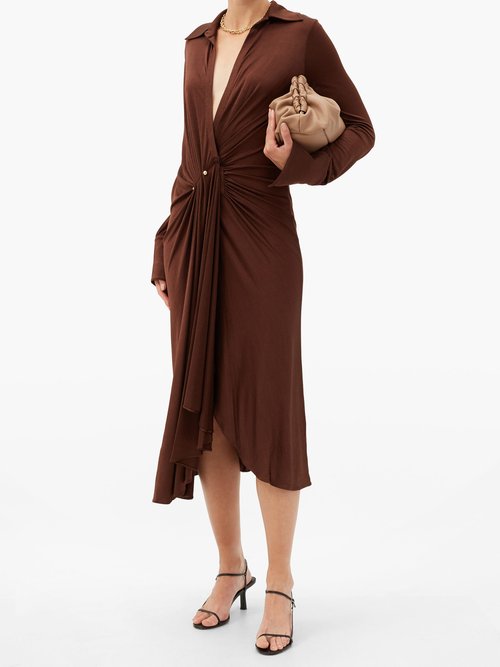 Buy Dodo Bar Or Lorenne V-neck Jersey Dress Dark Brown online - shop best Dodo Bar Or clothing sales