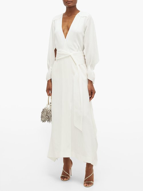 Roland Mouret Springbrooke Chevron-jacquard Silk-crepe Dress White - 60% Off Sale