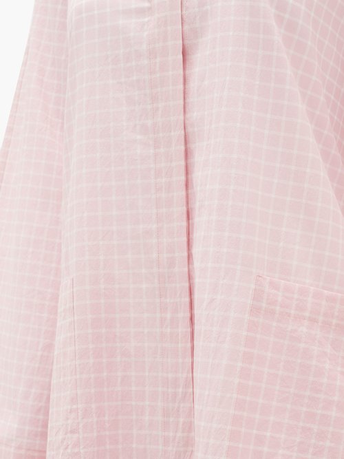 Sara Lanzi Back-ties Gingham Cotton Dress Light Pink - 70% Off Sale
