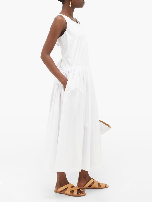 Sara Lanzi Tie-back Cotton-poplin Dress White - 50% Off Sale
