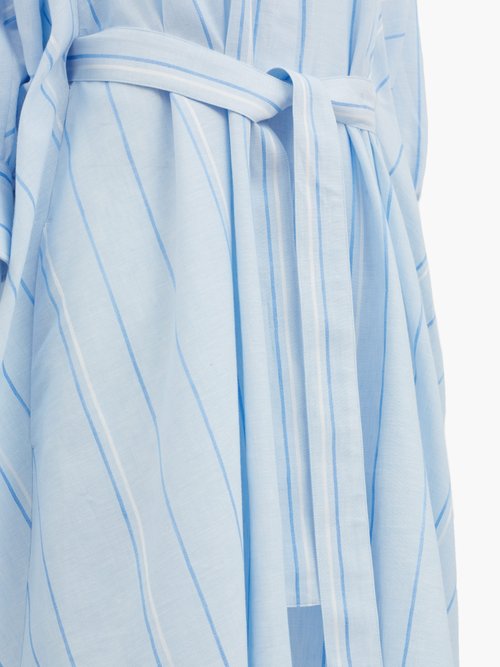 Palmer//harding Poet Striped Cotton-blend Shirt Dress Light Blue